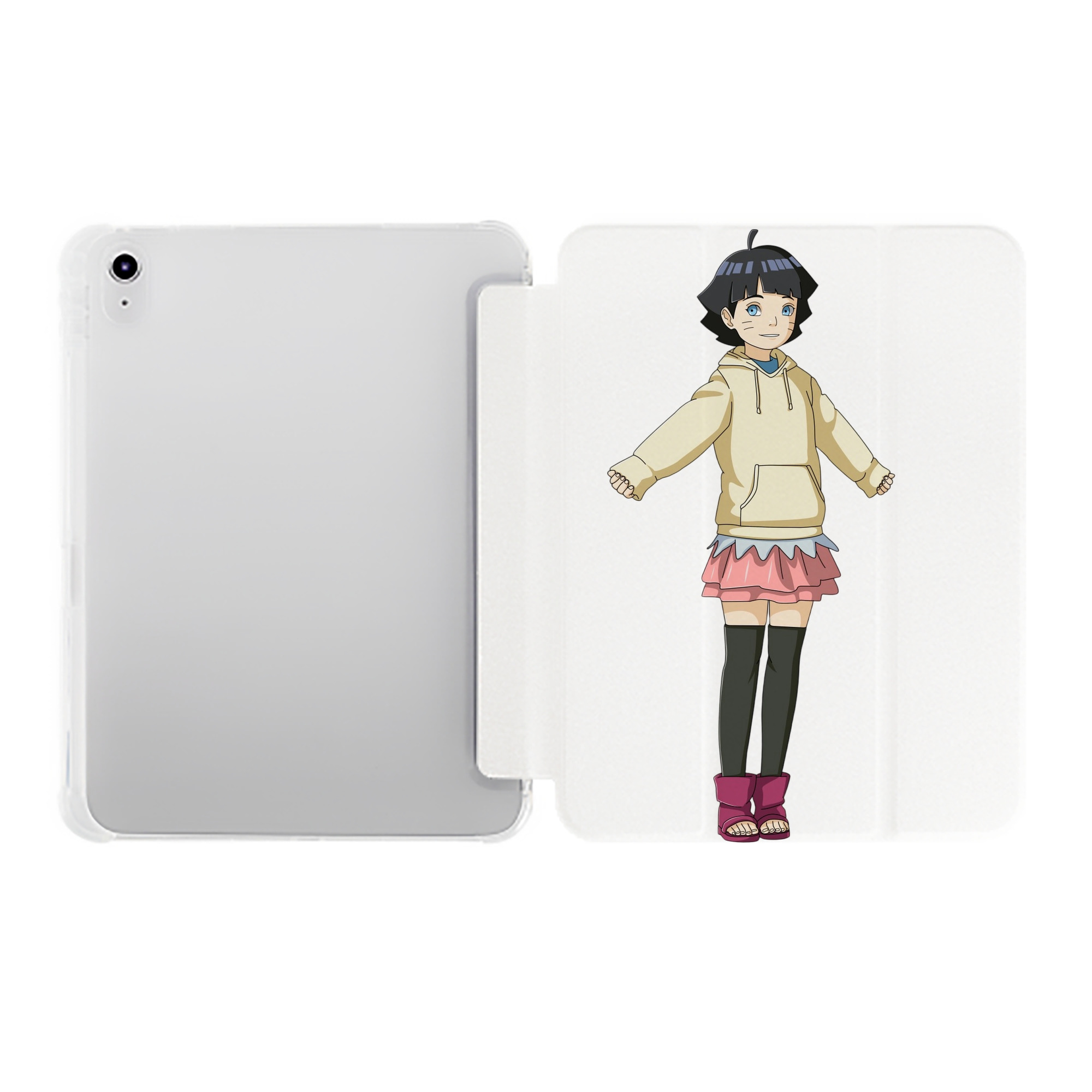 （画像用） NARUTO -ナルト- うずまき ヒマワリ Uzumaki Himawari IPad ケース ペン収納付き 三つ折りスタンド PUレザー×シリコン 対応機種9.5/10.5/10.9インチ